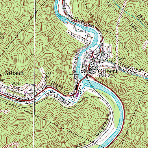 Topographic Map of Town of Gilbert, WV