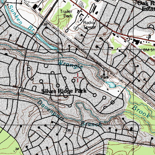 Topographic Map of Silver Ridge Census Designated Place, NJ