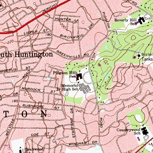 Topographic Map of South Huntington Census Designated Place, NY
