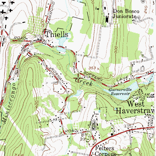 Topographic Map of Thiells Census Designated Place, NY