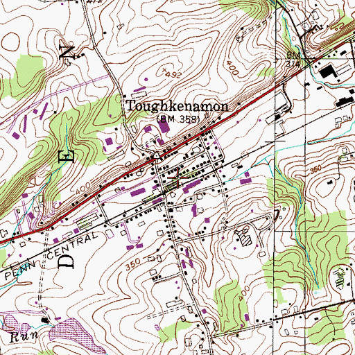 Topographic Map of Toughkenamon Census Designated Place, PA