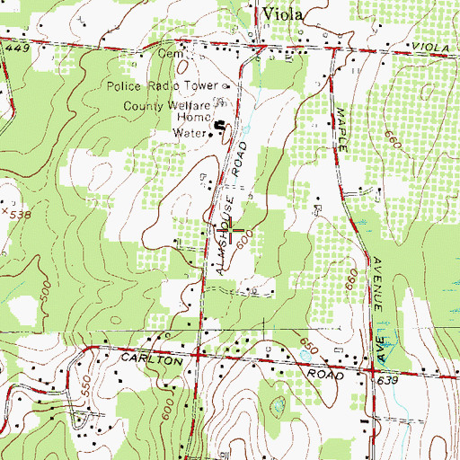 Topographic Map of Viola Census Designated Place, NY