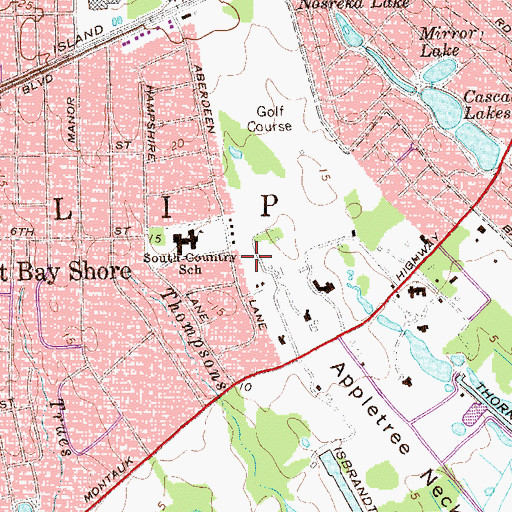 Topographic Map of West Bay Shore Census Designated Place, NY