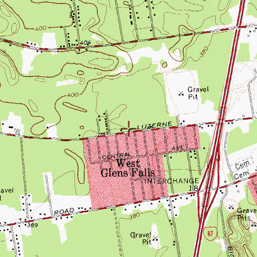 Topographic Map of West Glens Falls Census Designated Place, NY