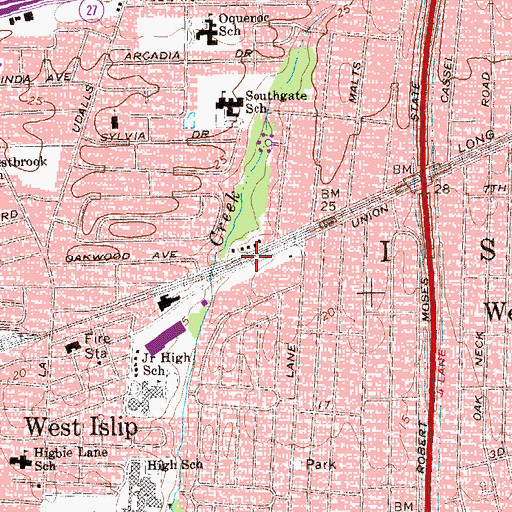 Topographic Map of West Islip Census Designated Place, NY