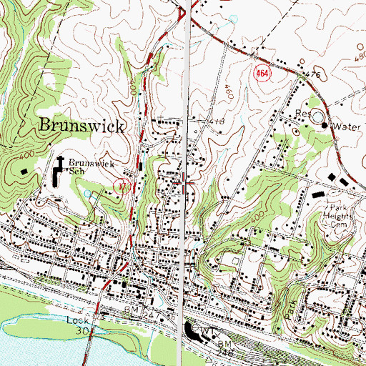 Topographic Map of City of Brunswick, MD