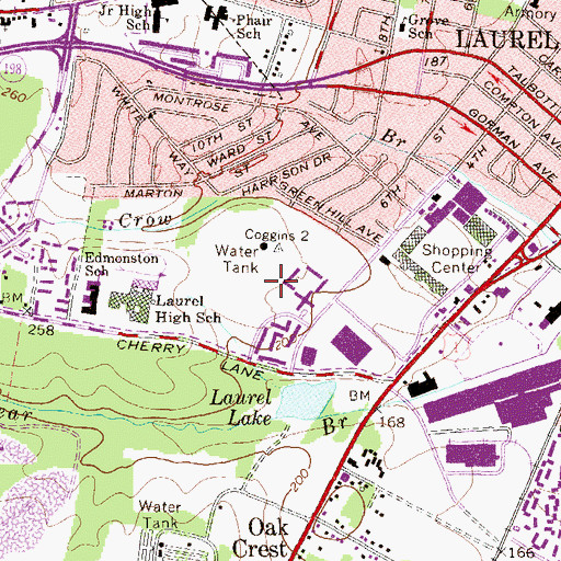 Topographic Map of City of Laurel, MD