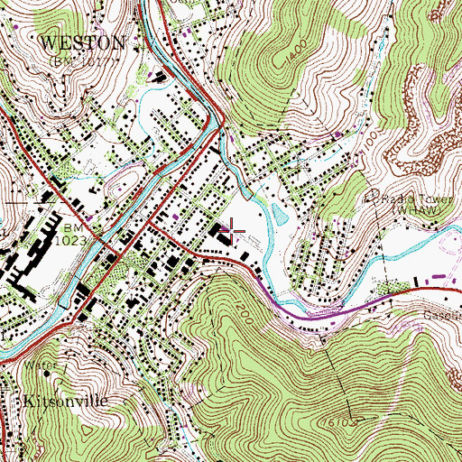 Topographic Map of City of Weston, WV