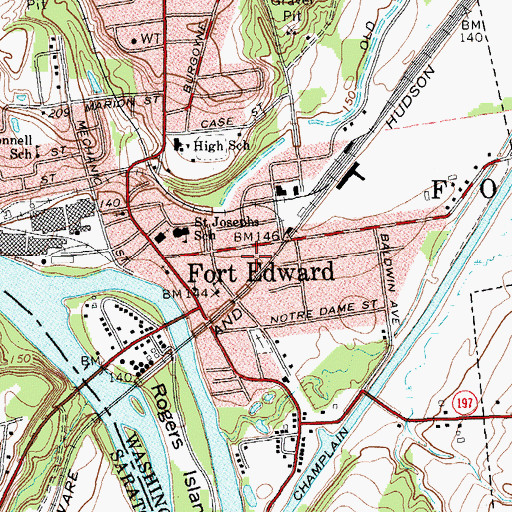 Topographic Map of Village of Fort Edward, NY