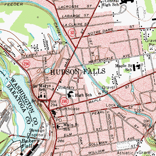 Topographic Map of Village of Hudson Falls, NY