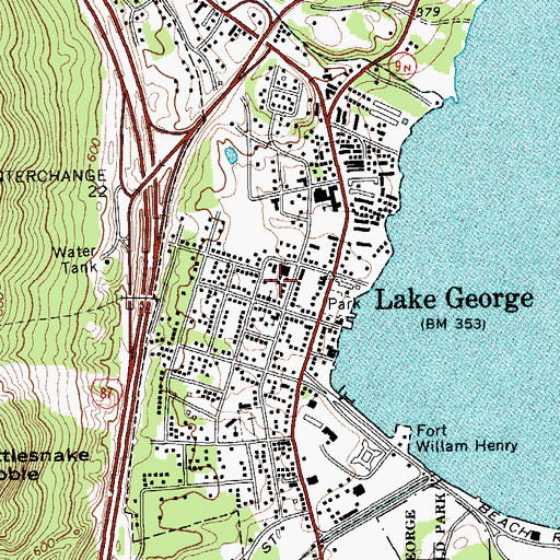 Topographic Map of Village of Lake George, NY