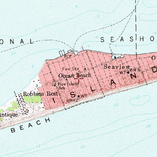 Topographic Map of Village of Ocean Beach, NY