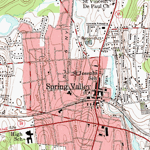 Topographic Map of Village of Spring Valley, NY