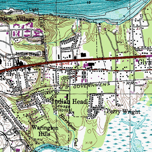 Topographic Map of Town of Indian Head, MD
