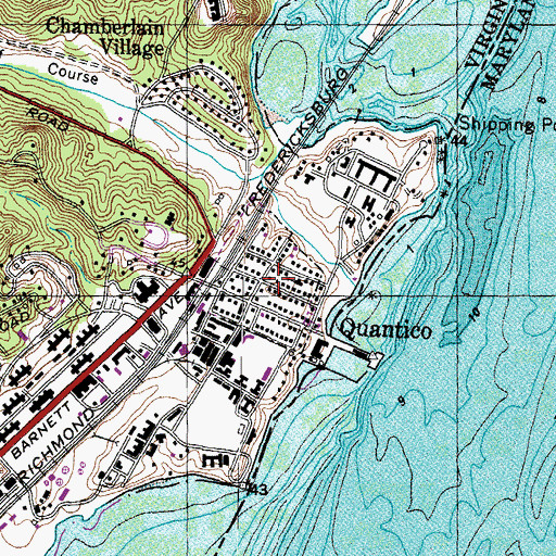 Topographic Map of Town of Quantico, VA