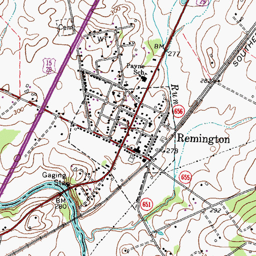 Topographic Map of Town of Remington, VA