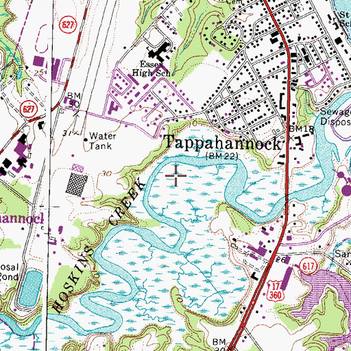 Topographic Map of Town of Tappahannock, VA