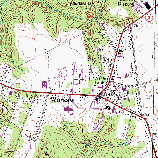 Topographic Map of Town of Warsaw, VA