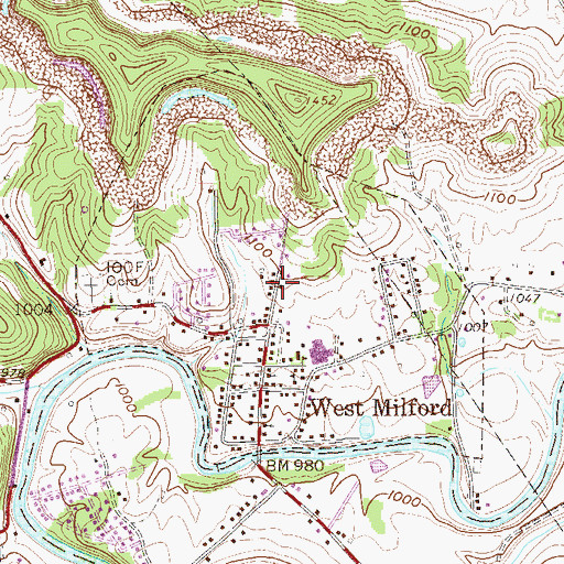 Topographic Map of Town of West Milford, WV