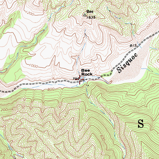 Topographic Map of Bee Rock, CA
