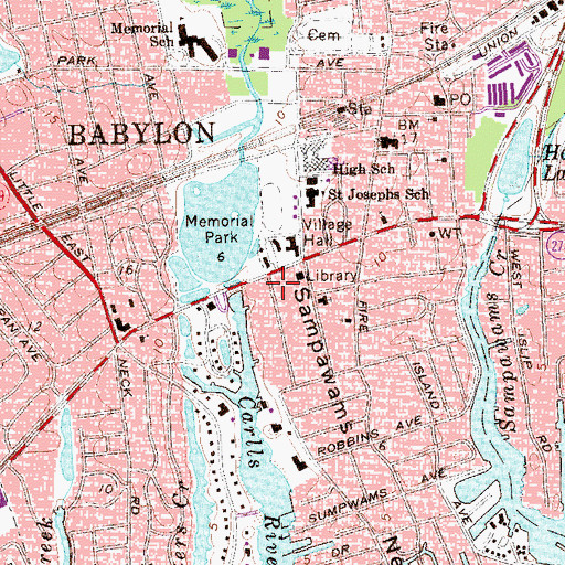 Topographic Map of Village of Babylon, NY