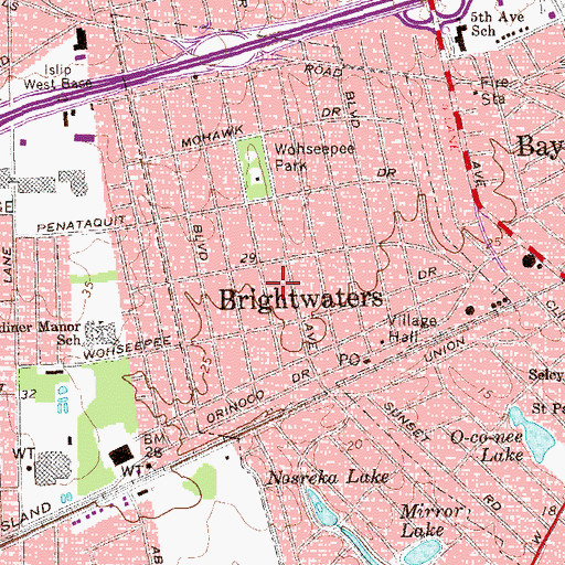 Topographic Map of Village of Brightwaters, NY