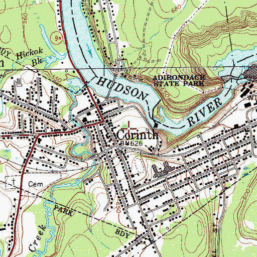 Topographic Map of Village of Corinth, NY