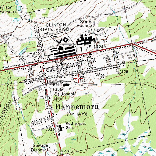 Topographic Map of Village of Dannemora, NY