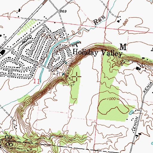 Topographic Map of Holiday Valley Census Designated Place, OH