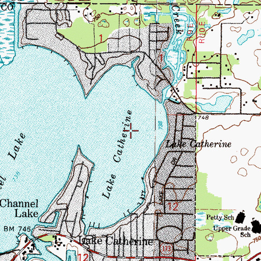 Topographic Map of Lake Catherine Census Designated Place, IL