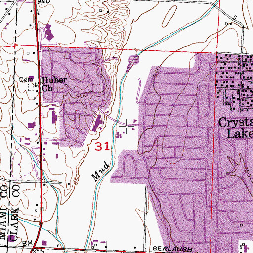 Topographic Map of Park Layne Census Designated Place, OH