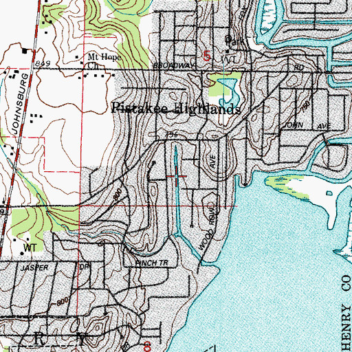 Topographic Map of Pistakee Highlands Census Designated Place, IL