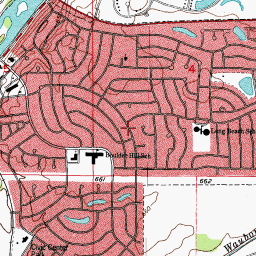 Topographic Map of Boulder Hill Census Designated Place, IL