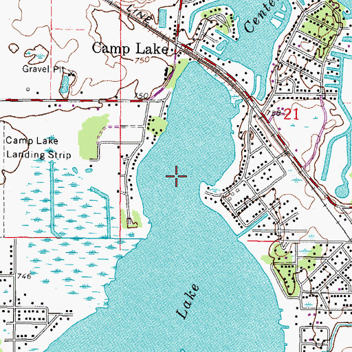 Topographic Map of Camp Lake Census Designated Place (historical), WI