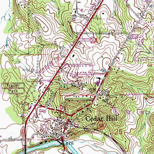 Topographic Map of Cedar Hill Census Designated Place, MO