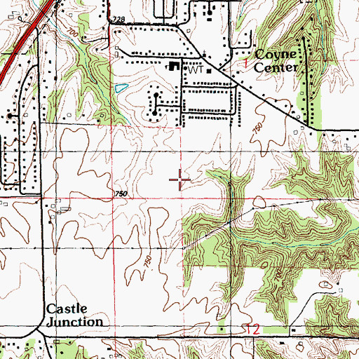 Topographic Map of Coyne Center Census Designated Place, IL