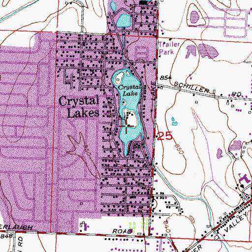 Topographic Map of Crystal Lakes Census Designated Place, OH