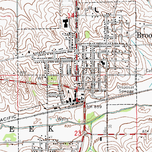 Topographic Map of City of Brooklyn, IA