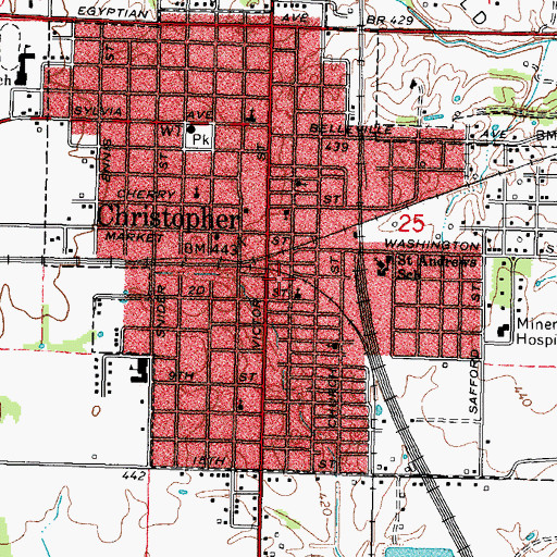 Topographic Map of City of Christopher, IL