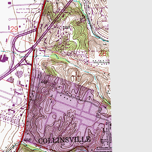 Topographic Map of City of Collinsville, IL