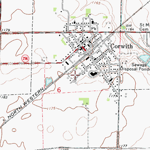 Topographic Map of City of Corwith, IA