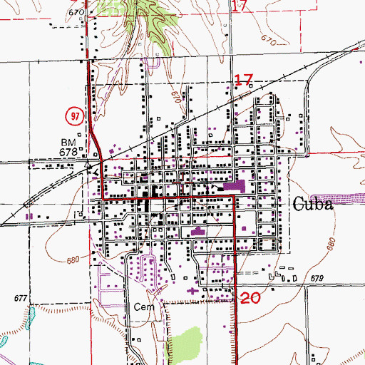 Topographic Map of City of Cuba, IL