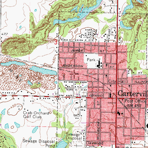 Topographic Map of City of Carterville, IL
