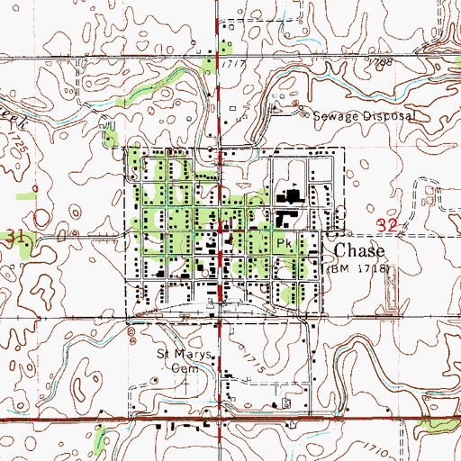 Topographic Map of City of Chase, KS