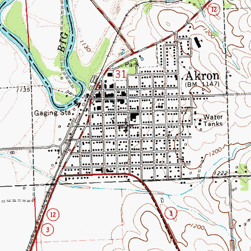 Topographic Map of City of Akron, IA