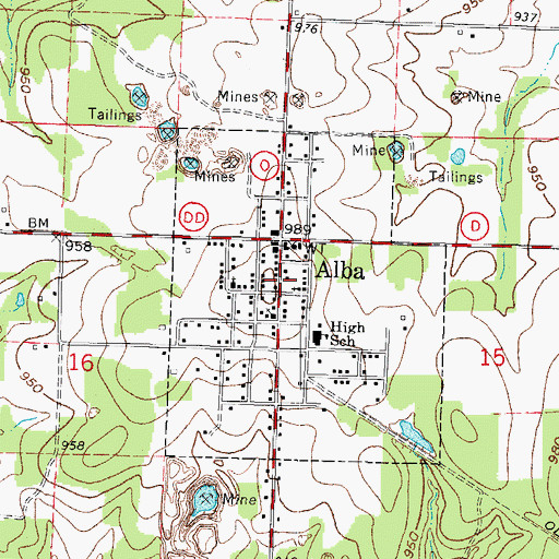 Topographic Map of City of Alba, MO