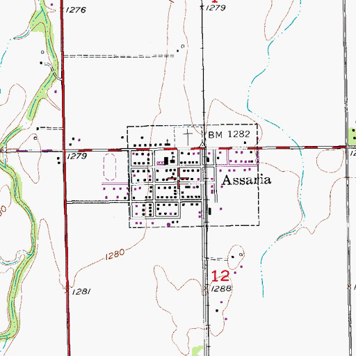 Topographic Map of City of Assaria, KS