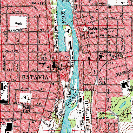Topographic Map of City of Batavia, IL