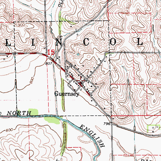 Topographic Map of City of Guernsey, IA