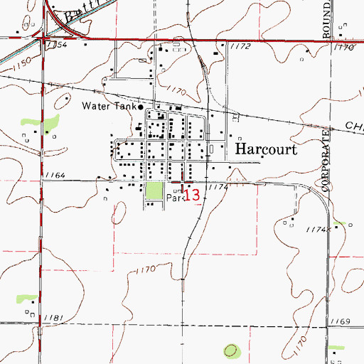 Topographic Map of City of Harcourt, IA